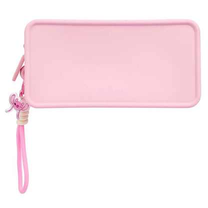 MINISO Disney Stitch Angel Silicone Cosmetic Bag Cute Pink Makeup Organizer Pouch Portable Zipper Toiletry Bag with Wrist Strap