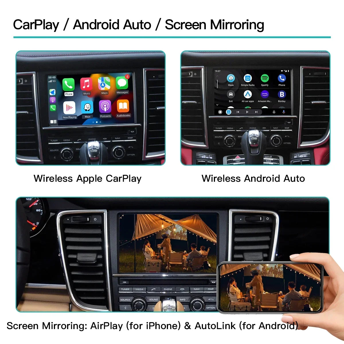 Wireless CarPlay Android auto For Panamera Cayenne Macan Cayma 911 918 PCM 3.1 Support Mirror Link AirPlay Camera