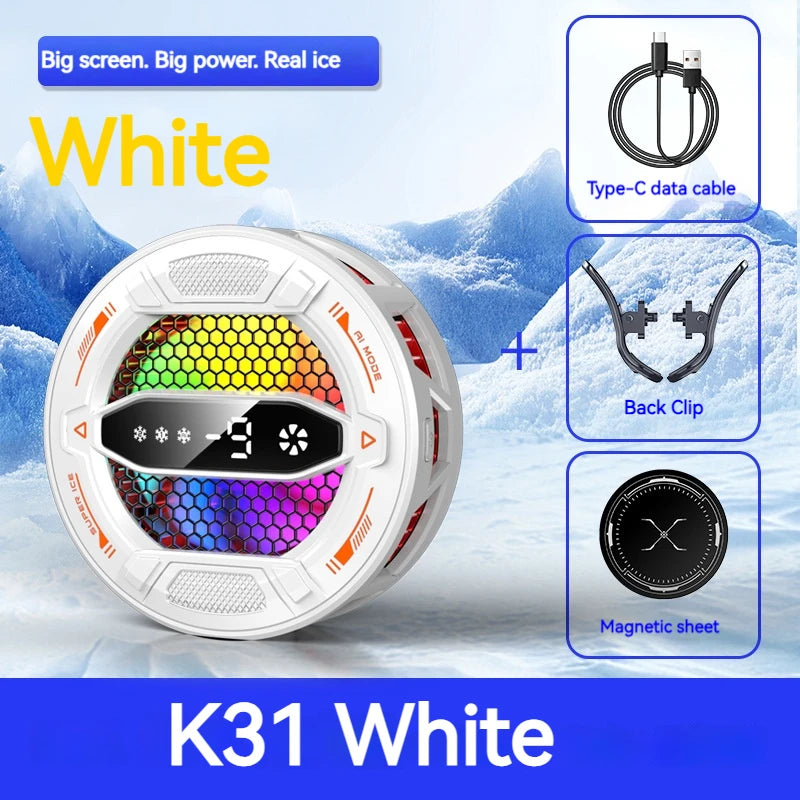 NEW Semiconductor Magnetic Clip Phone Cooler with Digital Display Temperature RGB Lights Compatible for Iphone Samsung Xiaomi