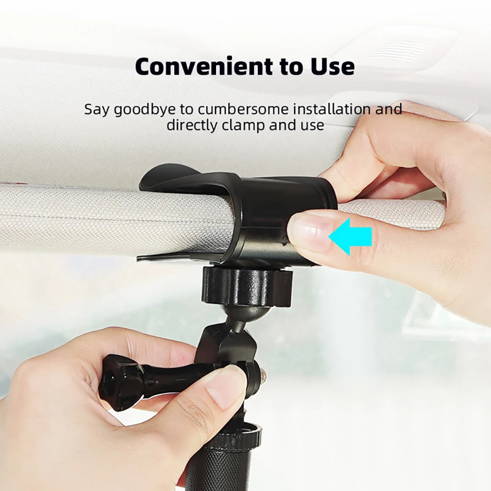 Sun Visor Camera Mount, Universal Car Clip for DJI Pocket, Insta360 X5 Ace Pro 2, GoPro Hero, Action 5 Pro Phone Holder