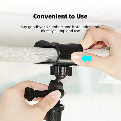 Sun Visor Camera Mount, Universal Car Clip for DJI Pocket, Insta360 X5 Ace Pro 2, GoPro Hero, Action 5 Pro Phone Holder