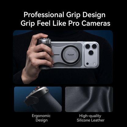 TELESIN Pro Shot Imaging Grip For iPhone 17 16 15 14 13 12 Magnetic Camera Grip Bluetooth Shutter Zoom Dial