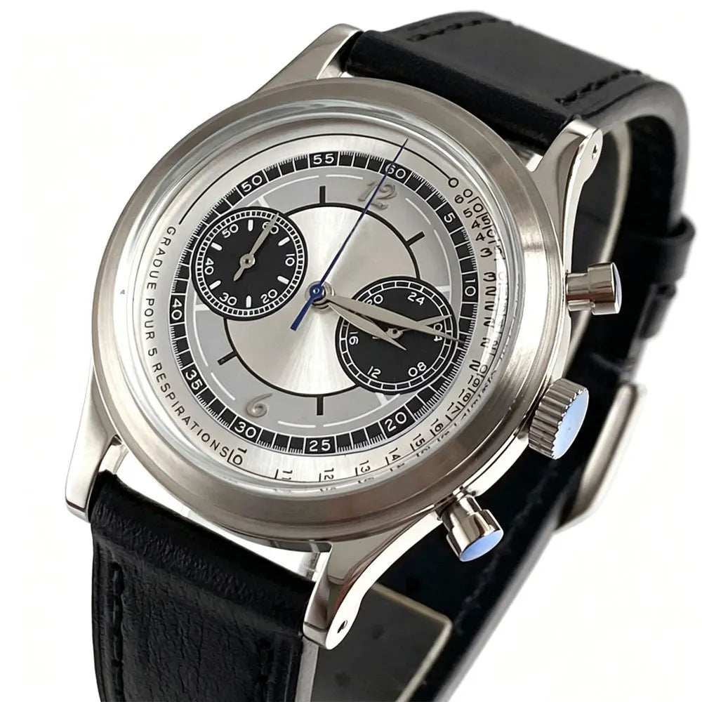 Rose Gold 38mm Tandorio Retro Men Watch Sport Watches Miyota OS20 Movement Chronograph Quartz Clock Black White Arched Glass