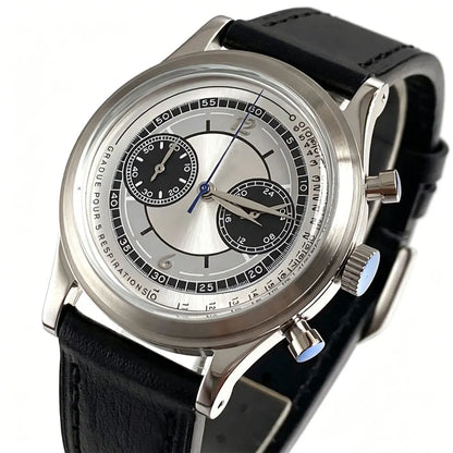 Rose Gold 38mm Tandorio Retro Men Watch Sport Watches Miyota OS20 Movement Chronograph Quartz Clock Black White Arched Glass