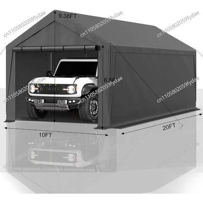 3M X 6m PE Heavy Duty Canopy Steel Canopy Storage Shed, Portable Garage Party Tent with Removable Side Walls and Doors