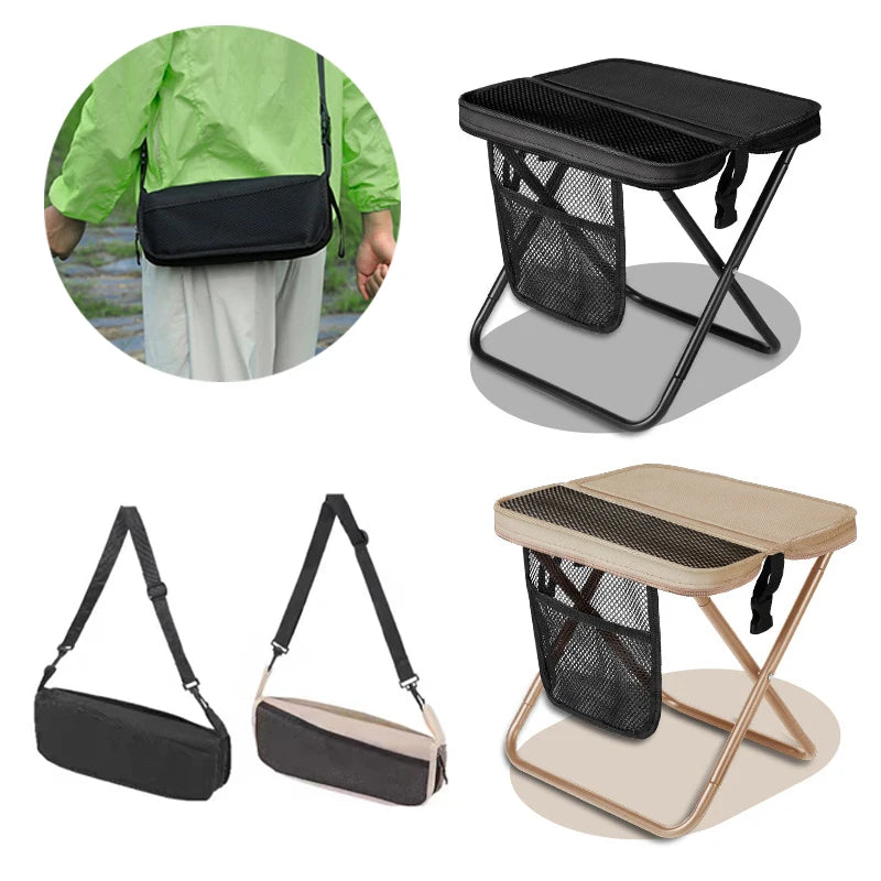 @*Foldable Backpack Stool Portable Folding Stool With Carry Bag Lightweight Mini Easy Carry Outdoor Chair For Travel For Travel