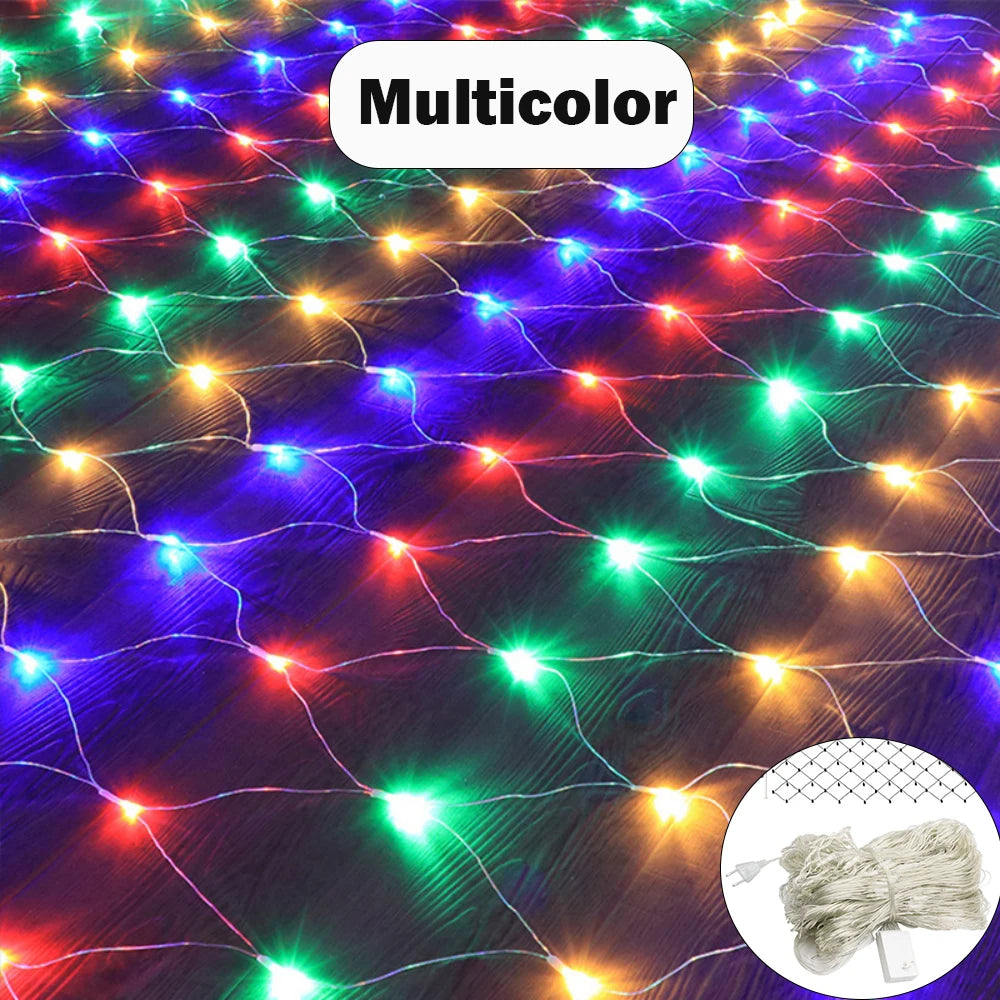 1.5x1.5M 3x2M 6x4M 8x10M LED Net Mesh Fairy String Light with Plug Outdoor Garden Wedding Decoration Home  LED Curtain Light