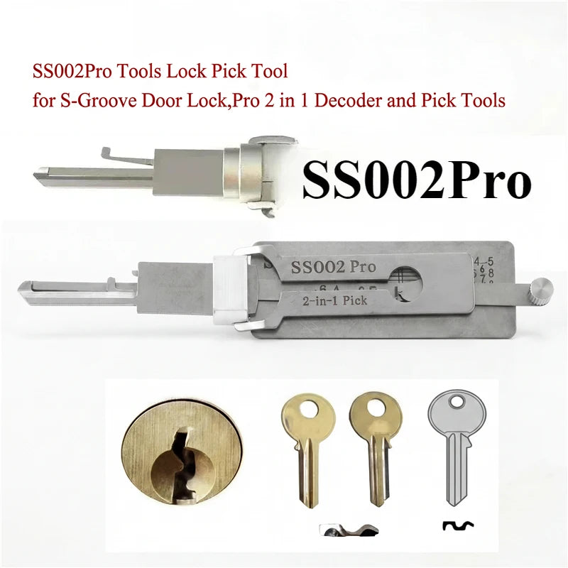 Professional Locksmith Tool,SS001Pro SS002Pro 2 in 1 Pick&Decoder,Lock Cylinder Decoding Unlocking Hand Tool with Storage Box