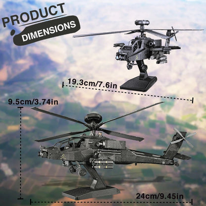 Piececool 3D Metal Model Kits Military Helicopter Airplane 3D Metal Puzzle Models Building Kits for Adults Hobbies DIY Jigsaw