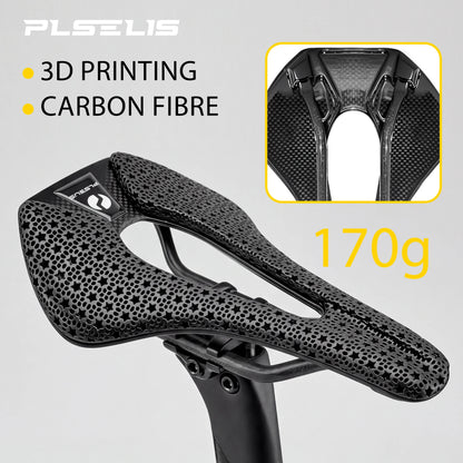 Plselis Lightweight Road Bicycle Saddle High-Strength Carbon Fiber 3D Printed 165g Cycling Cushion Riding Accessories