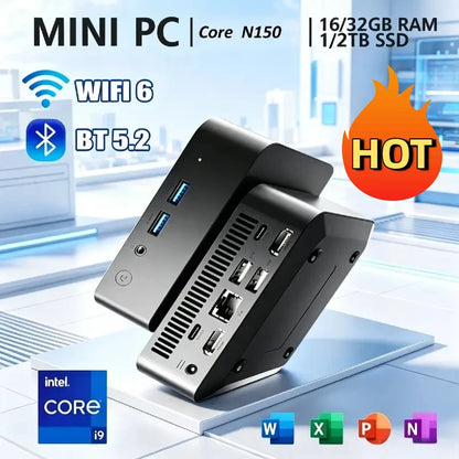 High‑Performance Portable Mini PC Intel N150 Win11 Pro 32GB RAM 1TB 2TB SSD WIFI6 BT5.2 4K 60Hz HD Gaming Office Study PC