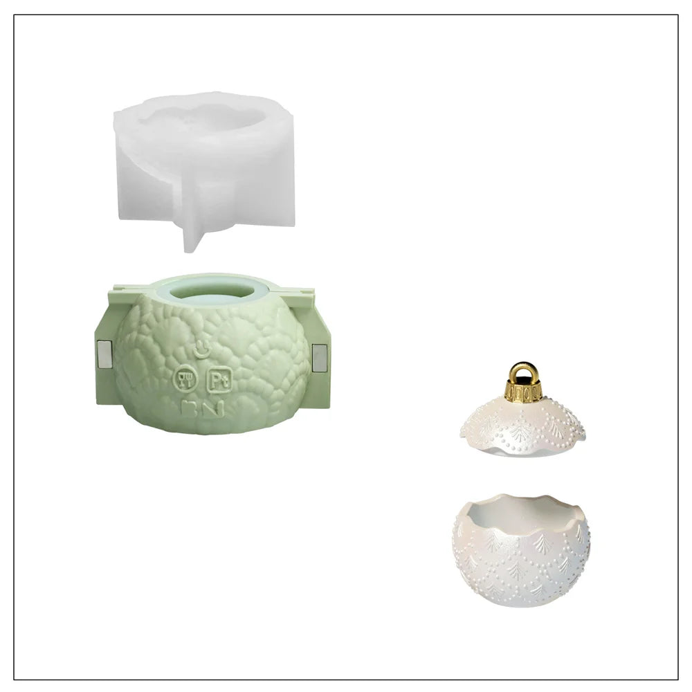 Christmas Twinkle Bauble Candle Jar Silicone Molds for Concrete Jesmonite Cement Reusable Candle Refill Mould DIY Xmas Gifts