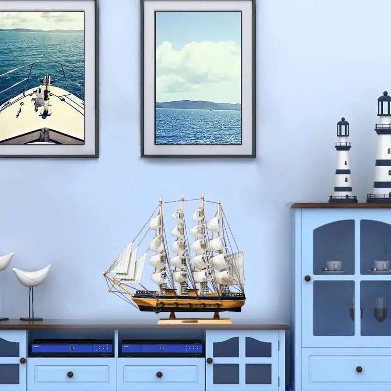 Gift Pirate Ship Model Saig Realistic Miniature In Wood, Marine Decoration Accessories, Modern Arts, Office, Home Decoration