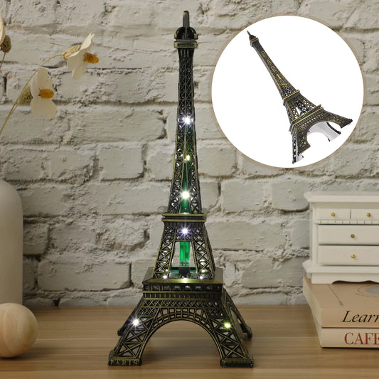Led Light Paris Eiffel Tower Wedding Decoration Architecture Metal Crafts Vintage Model Desktop Decoration Travel Souvenirs