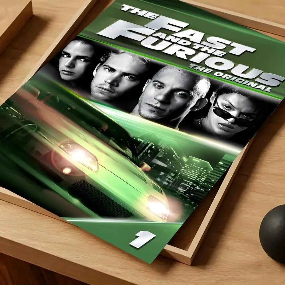 Movie Fast & Furious Poster Self-adhesive Art Waterproof Paper Sticker Coffee House Bar Room Wall Decor