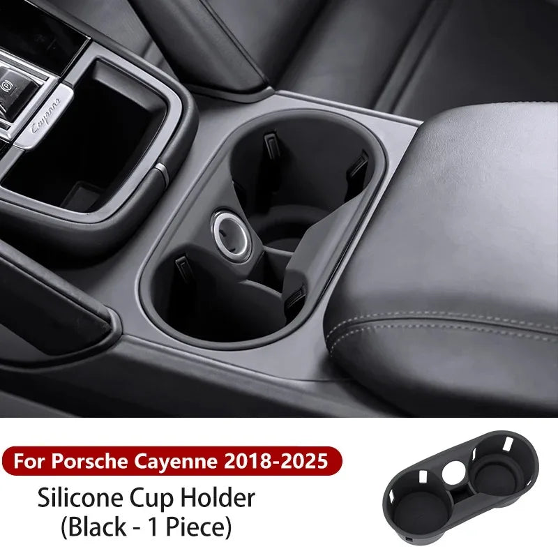 For Porsche Cayenne 2024 -2026 Silicone Car Cup Holder Center Console Organizer Anti Spill- Drink Holder Insert Auto Accessories
