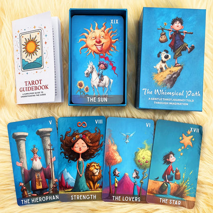 The Whimsical Path, Original Tarot Card Set, 78 Cards with Guidebook, Illustration Style, Card Games, Fortune Telling Toys, 14+
