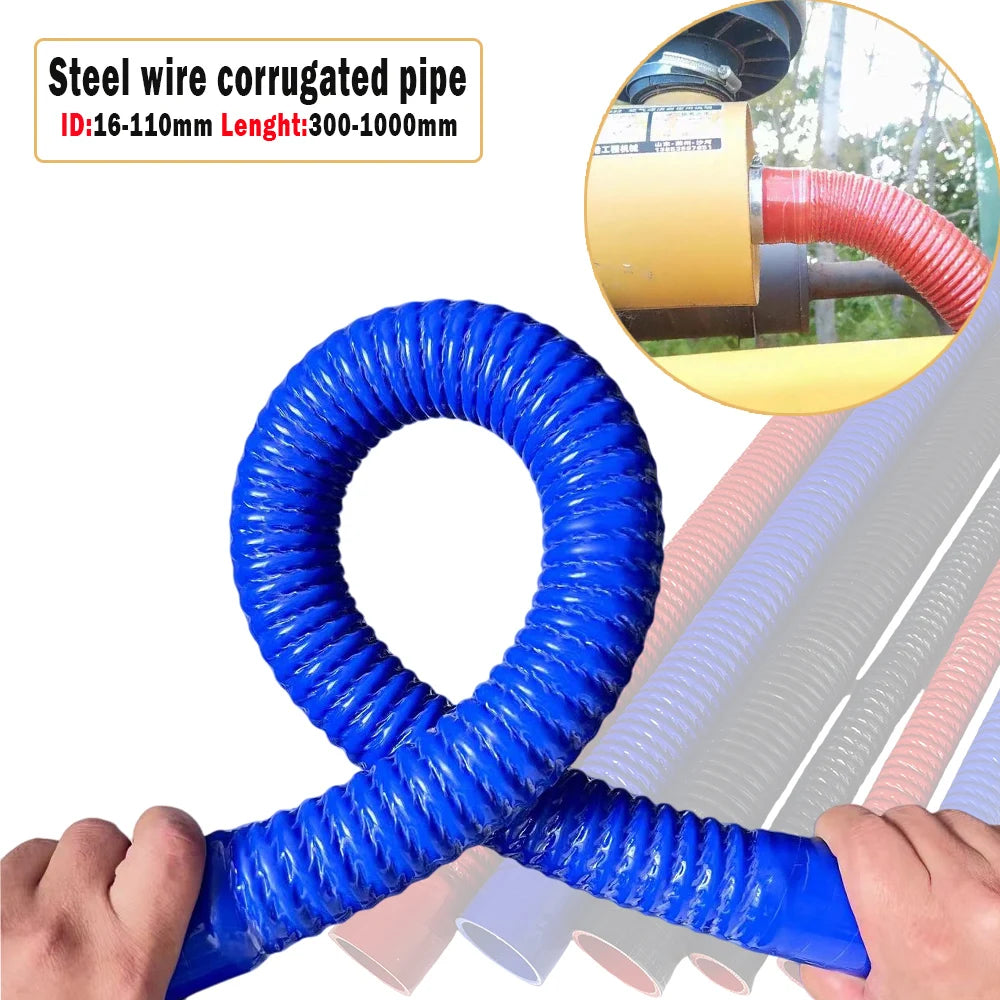 Blue Universal Car Silicone Flexible Hose Air Intake Pipe Radiator Supercharger Intercooler Tube Rubber Joiner And Two Clamps