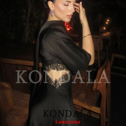 KONDALA Elegant Sexy Chic Women Mini Dress Asymmetrical Scarf Collar Dress Fashion 2026 Spring Summer Holiday Night Out Dress