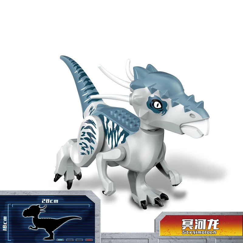 Jurassic Dinosaurs Spinosaurus Large Brick Toy Joints Open Mouth 7 Color Designs, Collectible Decor DIY Puzzle Assembly Gift