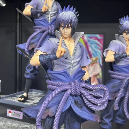33cm Naruto Uchiha Sasuke Anime Figure GK Double Head Carving Collectible Decor Desktop Ornament Statue Model Toy Fans Gift