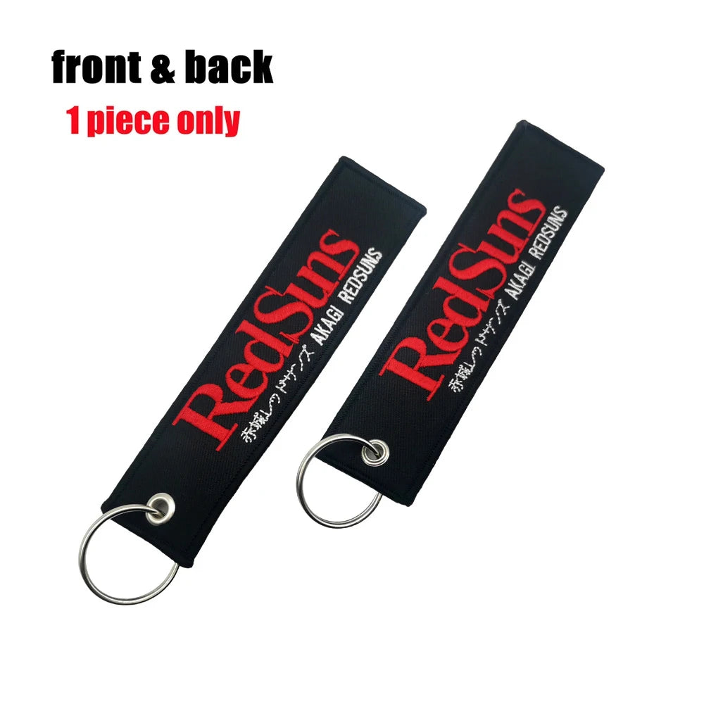 Fujiwara Tofu Embroidery Keyring Car Keychain JDM Key Tag Lanyard Refit Gift Red Sun Racing Team Auto Motorcycle Accessories