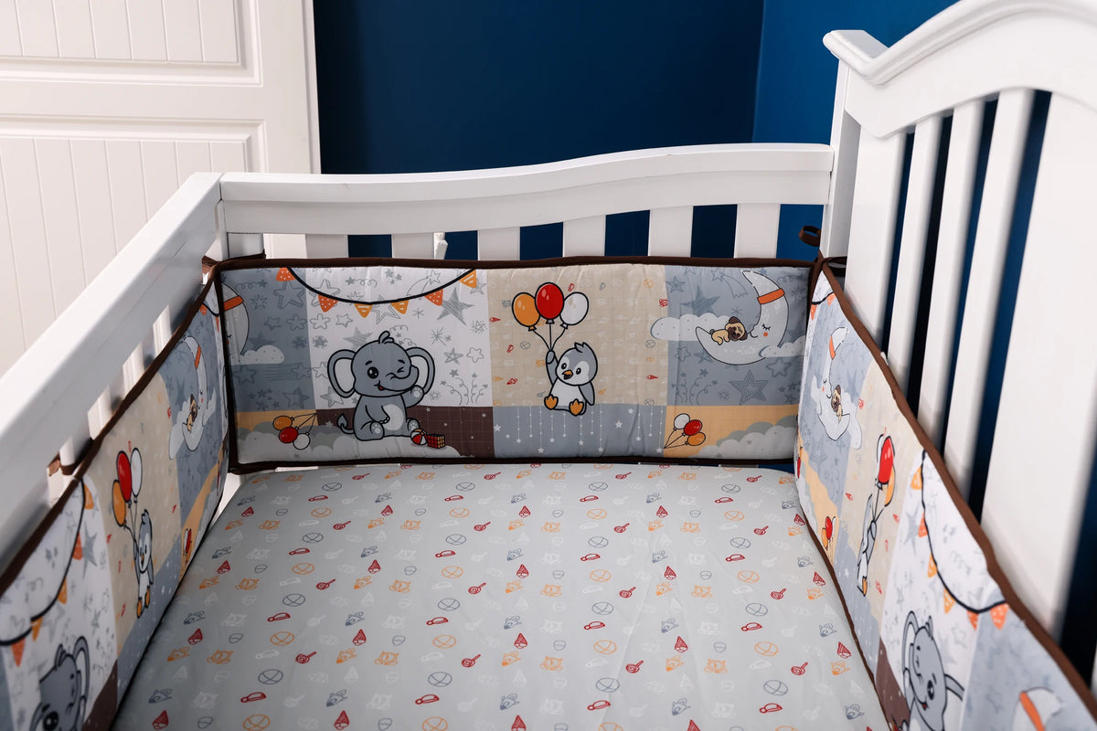 Crib Rail Cover Set and Baby Crib Liner  Baby Bumperless Crib Cot Protector Infant Bebe Bedding Set