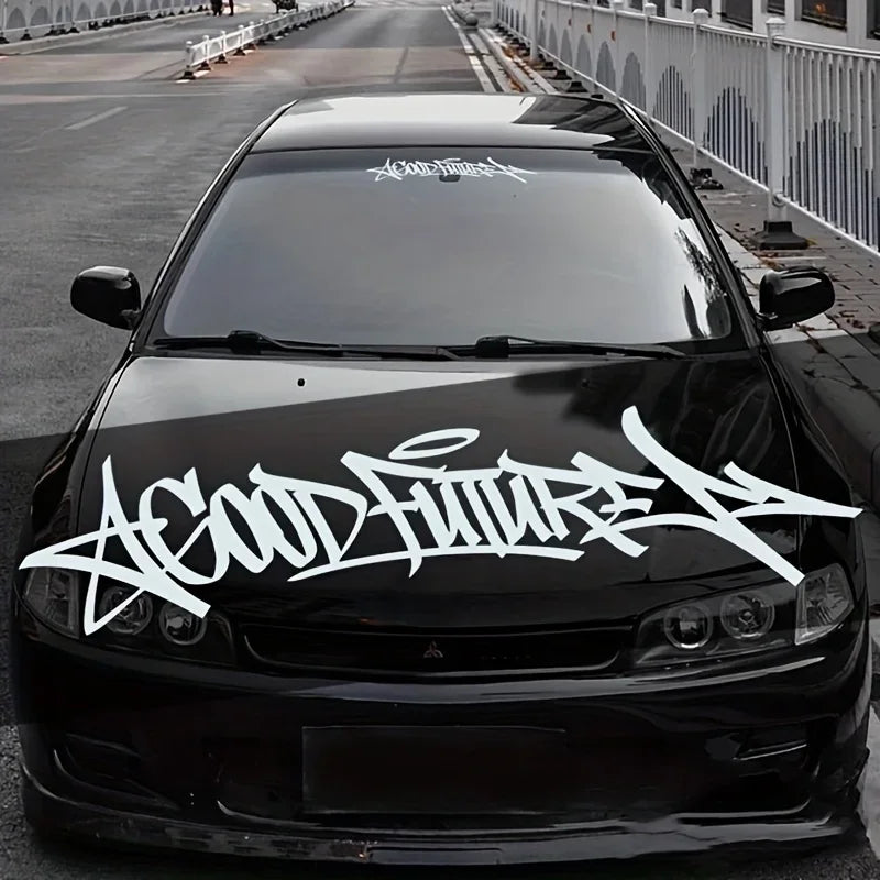 Handwritten GOODFUTURE Car Windshield Sticker Optimistic And Positive Car Body Decoration Vinyl Decal
