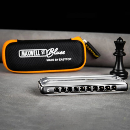East top MAXWELL ST Blues Harmonica , Professional Overblow and Bending 10 Holes MS030 Blues Harp Mouth Organ For All Levels Ad