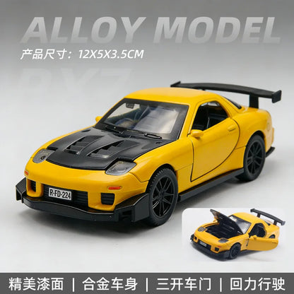 1:36 MX-5 MX5  RX7 R34 Series alloy car model with openable door convertible sports car boy pull-back toys as gifts as ornaments