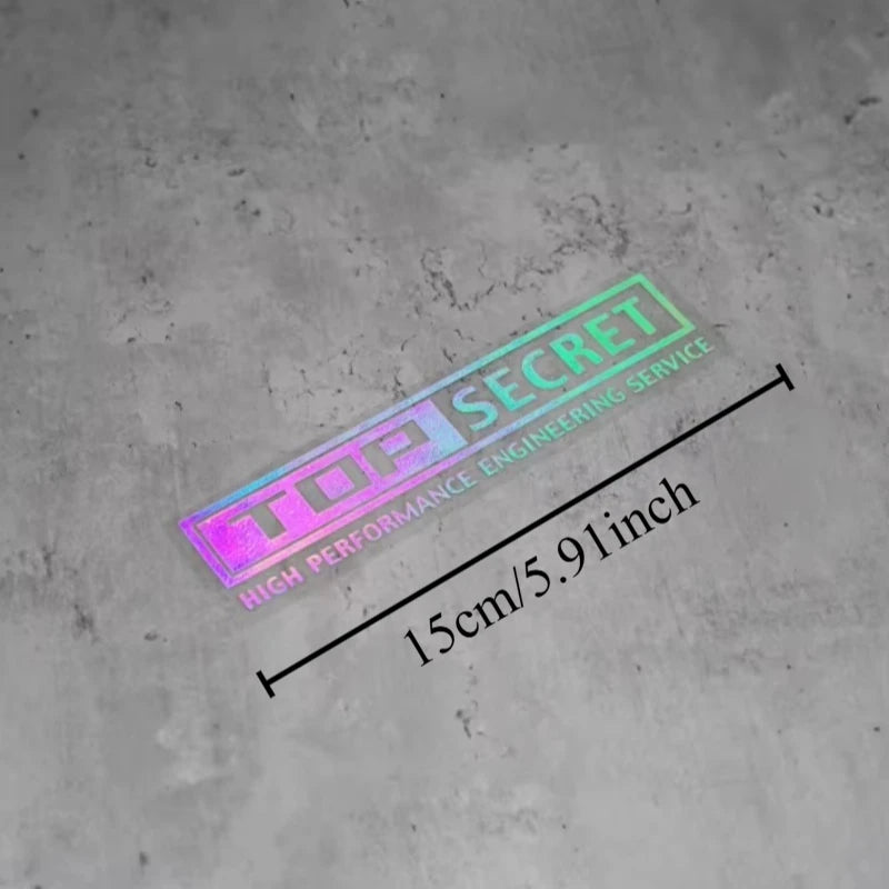 TOP SECRET Sticker Holographic Vinyl Decal Color Changing Laser Car Laptop JDM Style Waterproof 2D Auto Decor