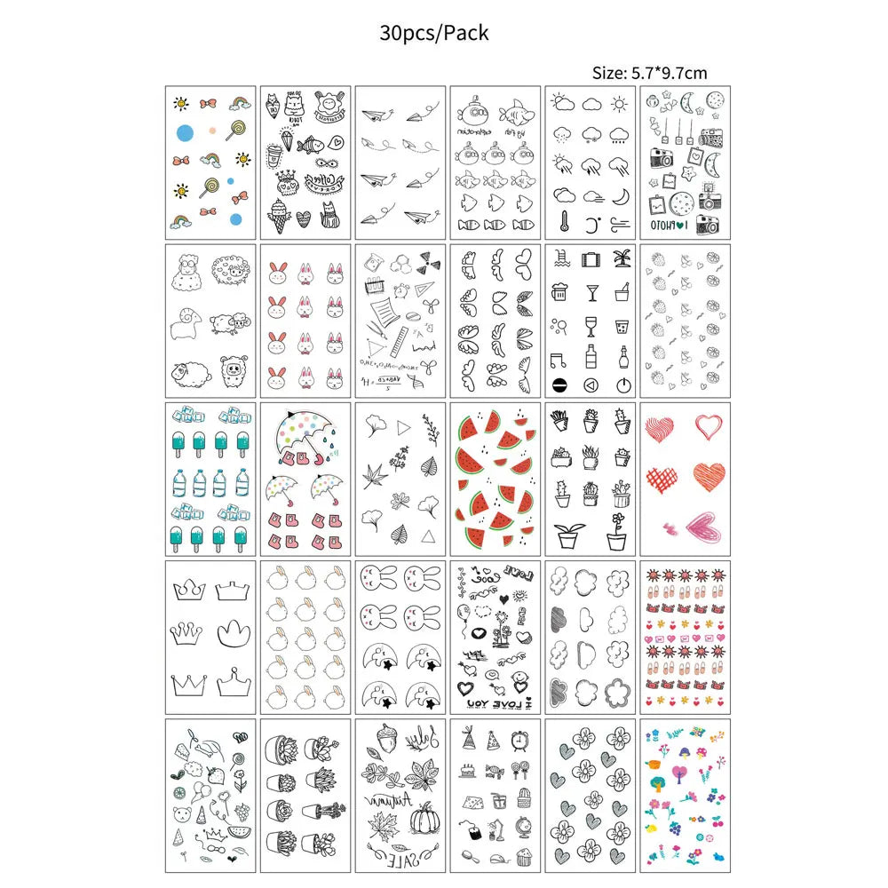 30pcs Black Small Temporary Tattoo Stickers for Men Women Waterproof Butterfly Flower Moon Fake Tattoo Stickers for Hand Body