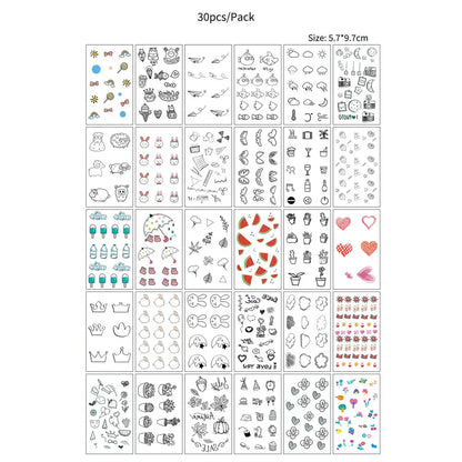 30pcs Black Small Temporary Tattoo Stickers for Men Women Waterproof Butterfly Flower Moon Fake Tattoo Stickers for Hand Body