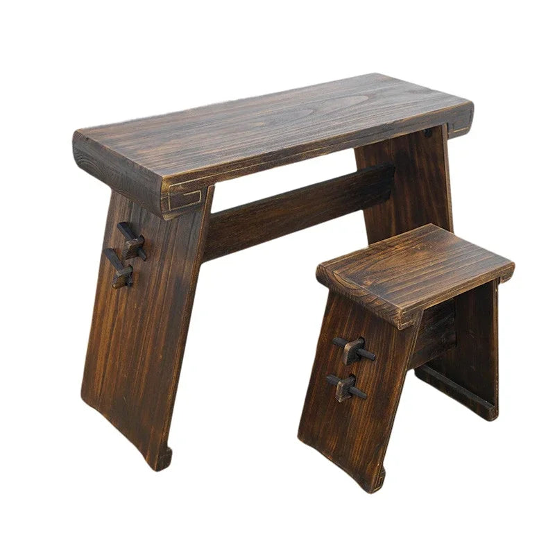 Retro Guqin Table With Bench Solid Wood Paulownia Stand Resonance Box Portable Chinese Sinology Desk Tea Table