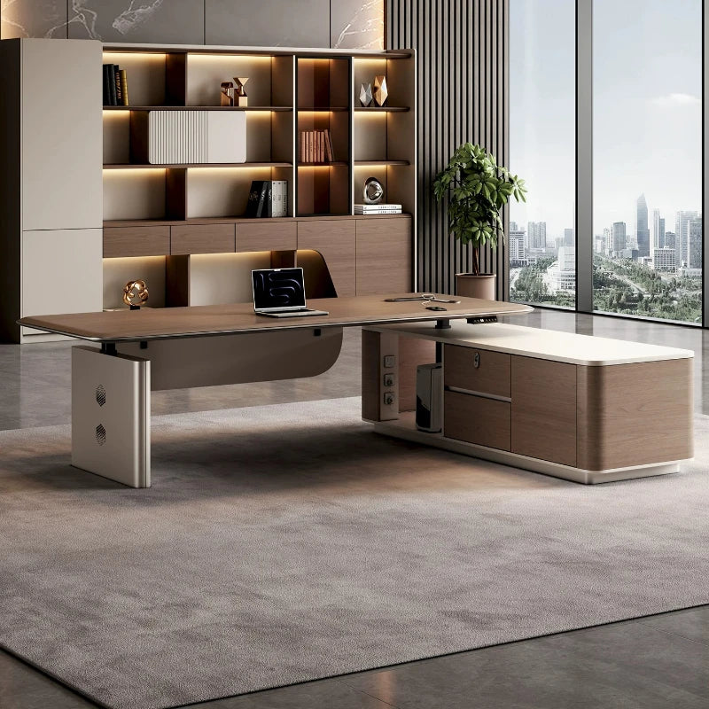High-End Smart Electric Standing Desk Executive Height Adjustable Office Desk with Modern Minimalist Design for CEO Offices