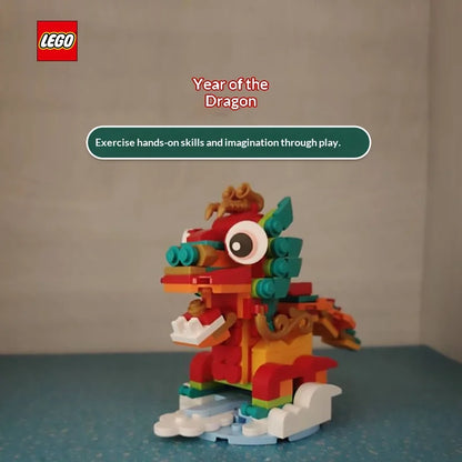 LEGO Building Blocks 40575 Year of the Rabbit & 40611 Year of the Loong Children's Puzzle Toy Gift Set