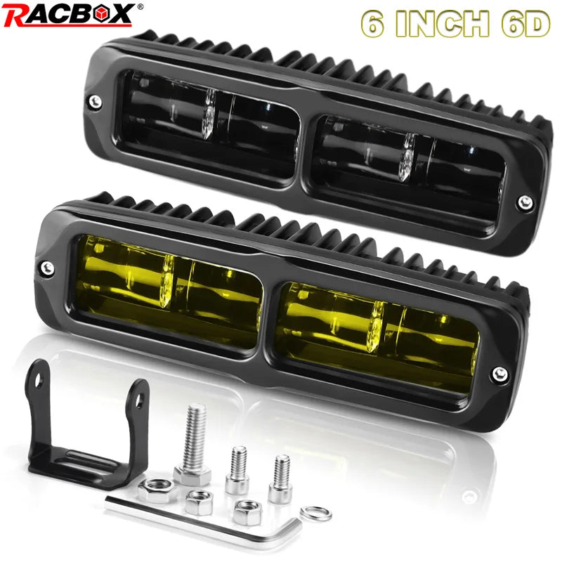 6D LED Light Bar 6 Inch 30W LED Work Light Yellow White Fog Light For Car Motorcycle Offroad 4X4 ATV Truck Tractor 12V 24V