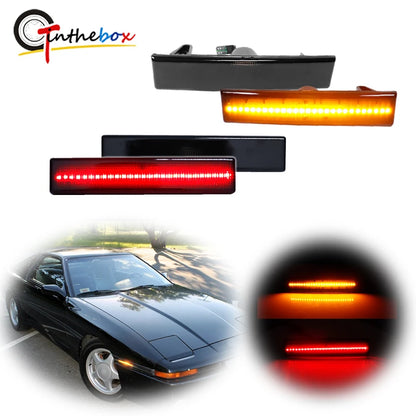 Car Front Amber Rear Red LED Car Bumper Side Marker Indicator Light Fender Flare Light For 1986-1992 Toyota Supra MK3 A70