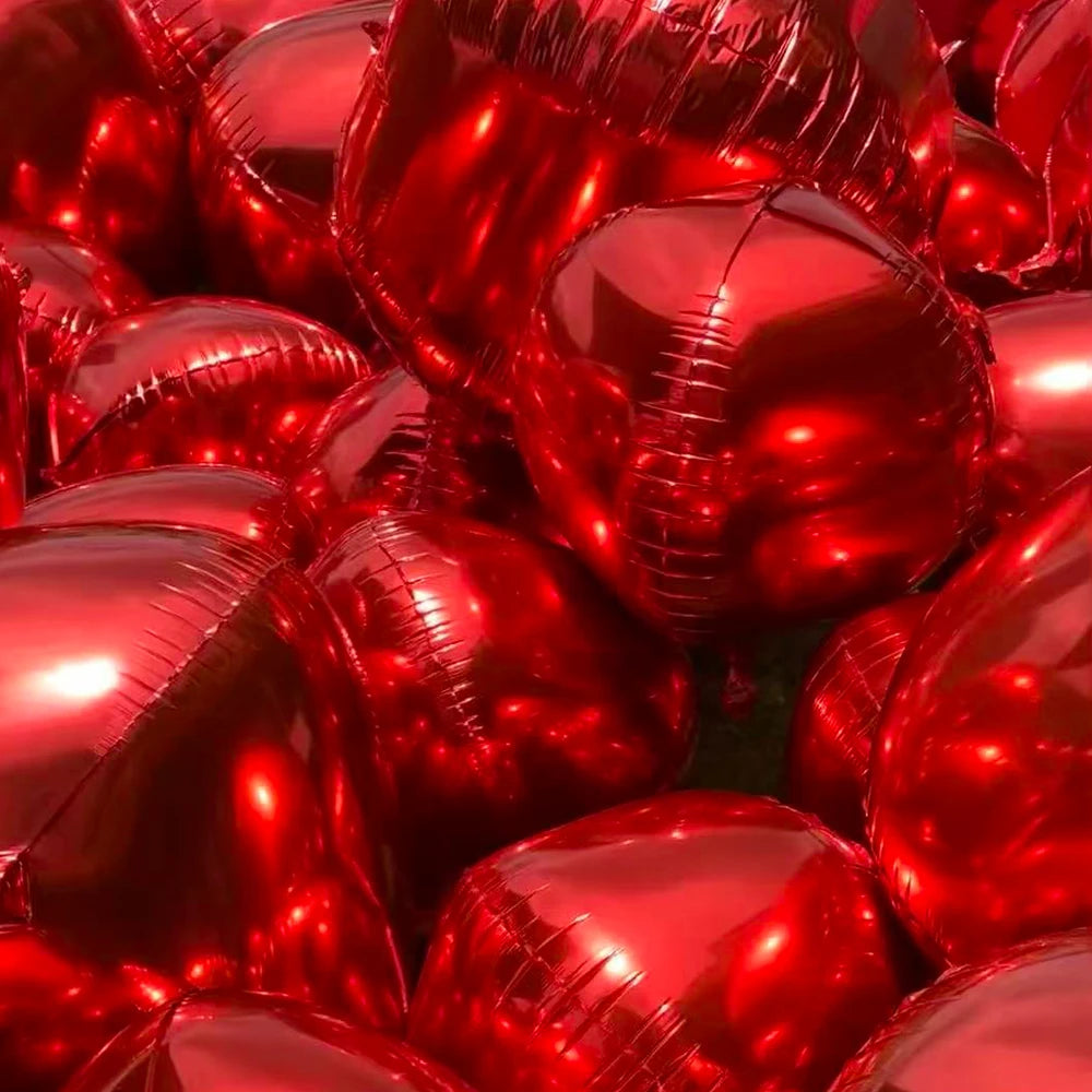 10PCS red glossy round 4D foil balloons are used for Valentine's Day decoration, restaurant and birthday party decoration