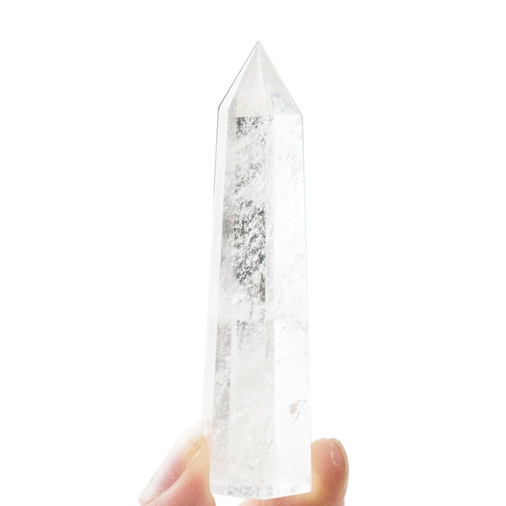 Natural Transparent Quartz Column Transparent Delicate White Crystal Hexagonal Obelisk 50-80mm Wandstone Room Decoration Gift