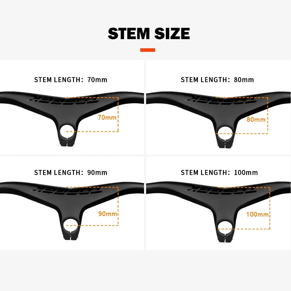 TOSEEK Handlebars MTB Bicycle Integrated Handlebar and Stem -17 Degrees Carbon Fibre Handle Bar Mountain Bike Parts 28.6mm