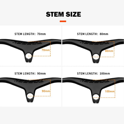 TOSEEK Handlebars MTB Bicycle Integrated Handlebar and Stem -17 Degrees Carbon Fibre Handle Bar Mountain Bike Parts 28.6mm