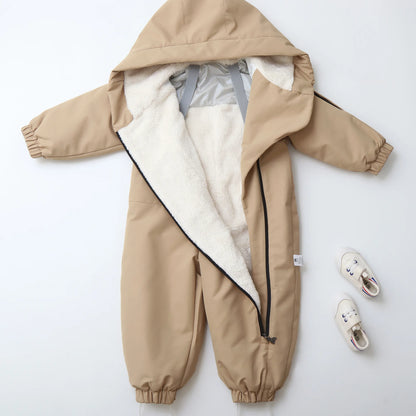 LILIIGIRL 2025 Winter Baby  Clothes Warm Fur Lining Boys Snowsuit Windy Proof Baby Ski Rompers Kids Girls Jumpsuits  2-5Y