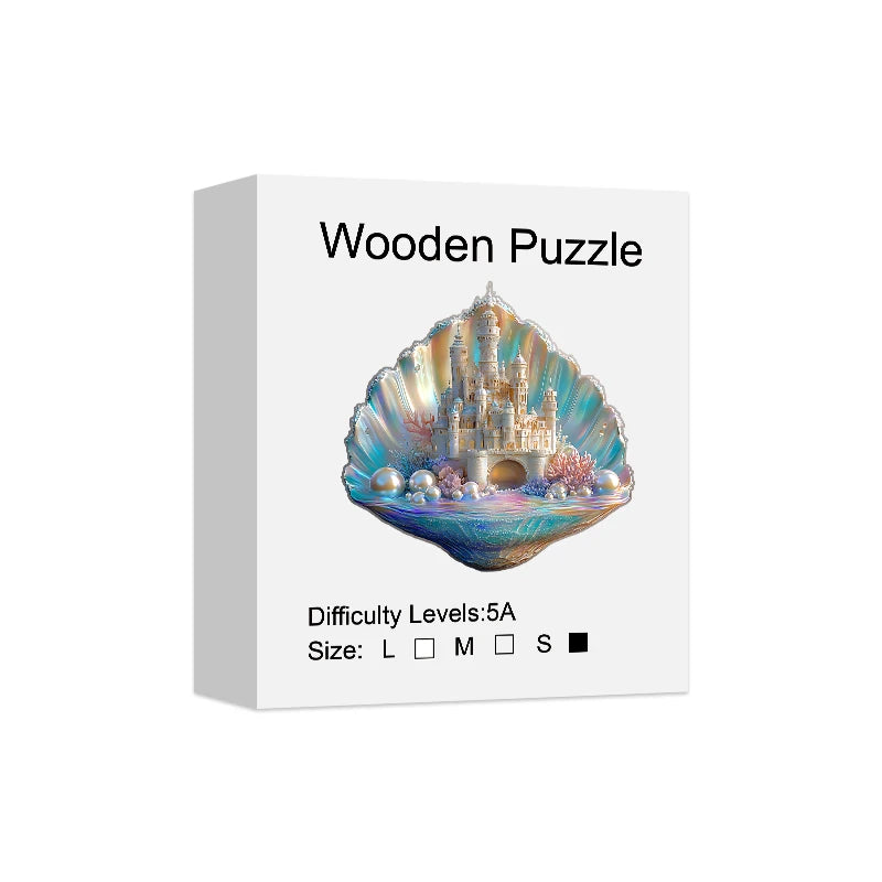 Wooden Puzzle for Adults -Shell Castle Puzzle, Unique Shape Wooden Jigsaw Puzzles, Modern Art Home Decor, Good Gift Idea