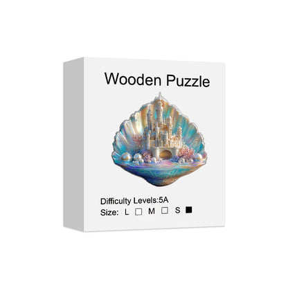 Wooden Puzzle for Adults -Shell Castle Puzzle, Unique Shape Wooden Jigsaw Puzzles, Modern Art Home Decor, Good Gift Idea