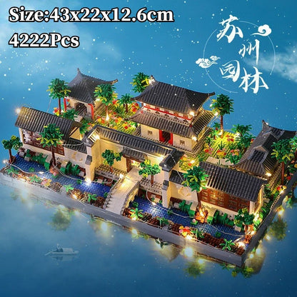 Chinese Traditional Suzhou Classical Yard Garden Temple Building Block 3900+Pcs Mini Assembled Bricks Construction Toys