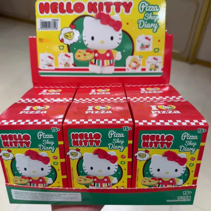 Authentic Hello Kitty Blind Box Pizza Shop Diary Series Cute Kt Figures Trendy Toy Desktop Ornament  Girls Valentine'S Day Gift