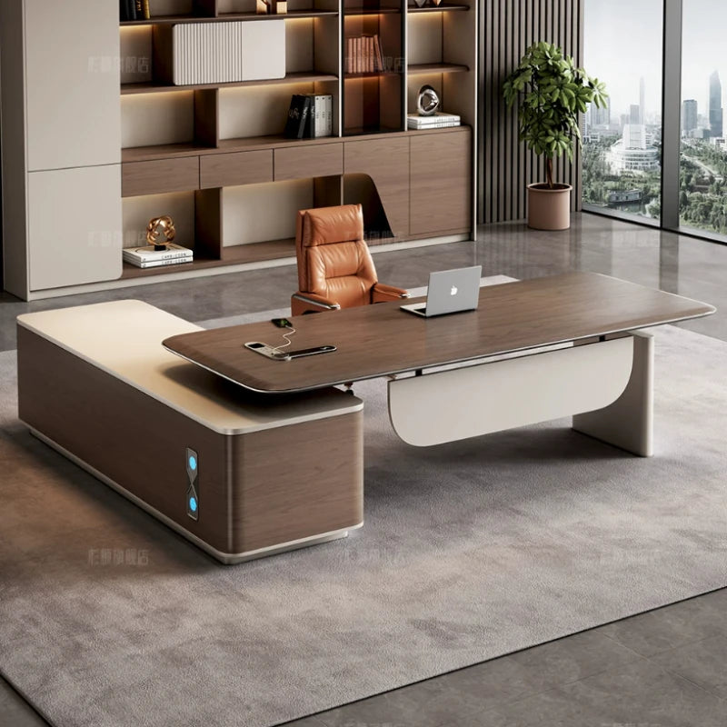 High-End Smart Electric Standing Desk Executive Height Adjustable Office Desk with Modern Minimalist Design for CEO Offices