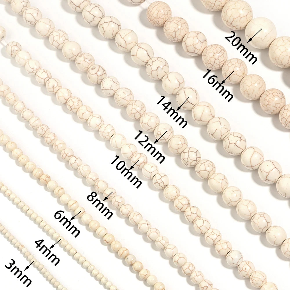 Natural White Turquoises Stone Beads 3-16mm Gemstone Spacer Bead for Jewelry Making DIY Bracelet Necklace Beaded Accessories