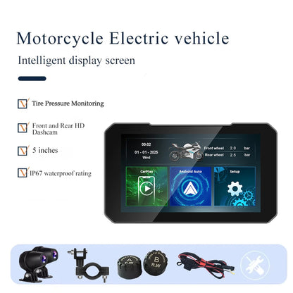 5inch Motorcycle  Screen Moto DVR GPS Navigation Wireless Carplay Android Auto IP67 Waterproof Moto
